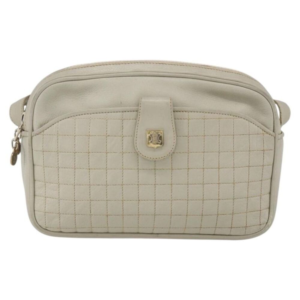 Celine Vintage Leather White Leather Shoulder Bag Bag
